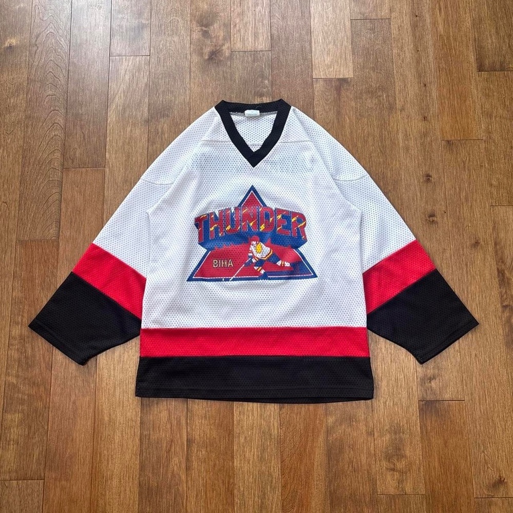 Men’s Vintage 90s BIHA Thunder hockey jersey, made in Canada
